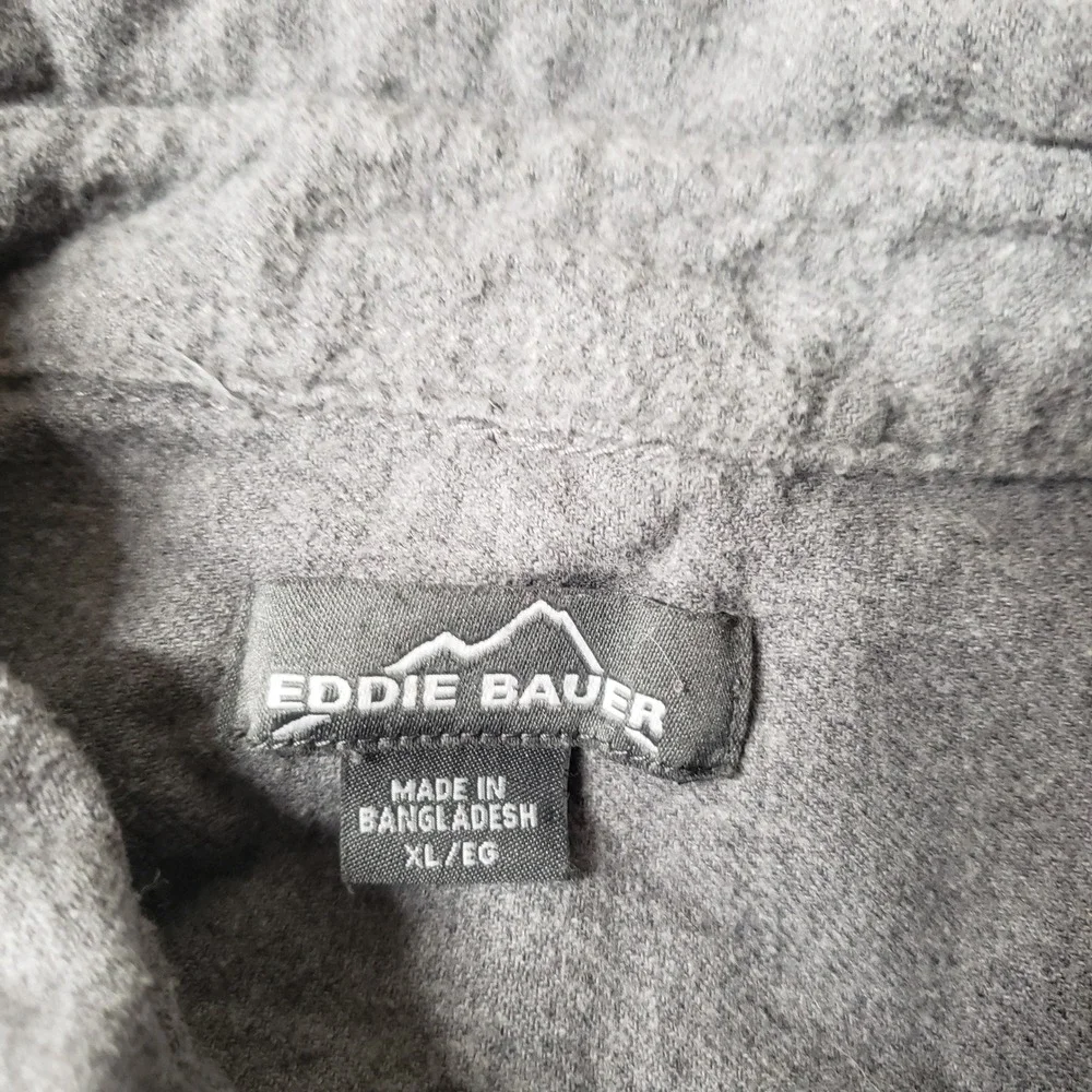 Eddie Bauer Mens Gray Long Sleeve Button‎ Up Shirt XL Flannel Casual Outdoorsy